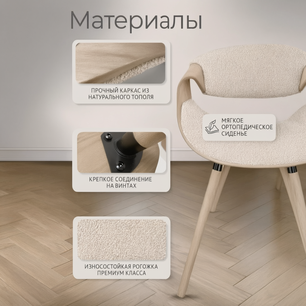 Стул обеденный JY1829 (бежевый) - фото 10 Стул обеденный JY1829 (бежевый) - изображение 10